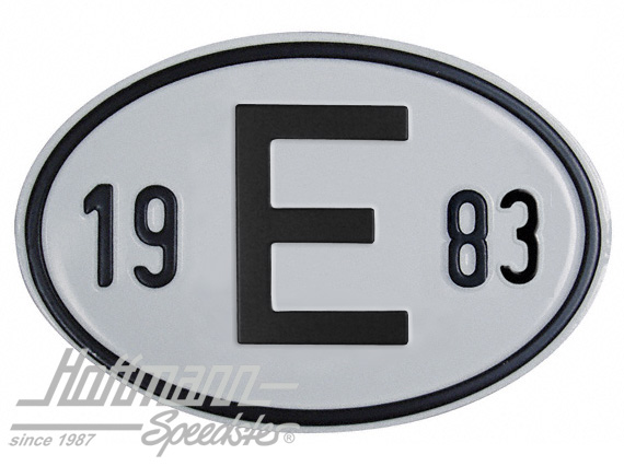 Nationalitätsschild "E", "1983", Alu