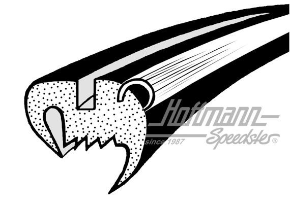 Seitenscheibendichtung mit Nut für Alu-Zierrahmen, Käfer Limousine, links / rechts, 10.52-7.64 Seitenscheibendichtung mit Nut für Alu-Zierrahmen, Käfer Limousine, links / rechts, 10.52-7.64