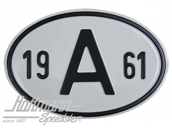Nationalitätsschild "A", "1961", Alu Nationalitätsschild "A", "1961", Alu