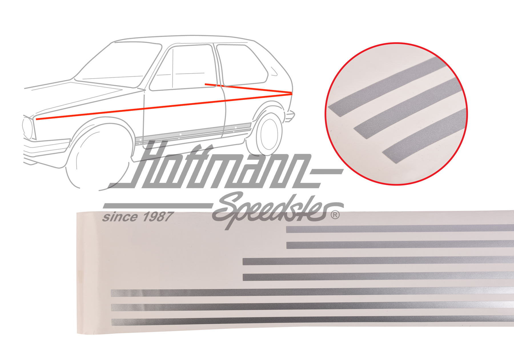 Zierstreifensatz, 10mm, silber