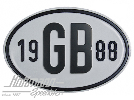Nationalitätsschild "GB", "1988", Alu