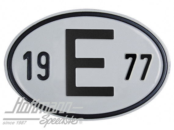 Nationalitätsschild "E", "1977", Alu
