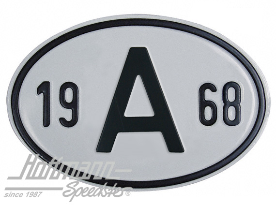 Nationalitätsschild "A", "1968", Alu Nationalitätsschild "A", "1968", Alu