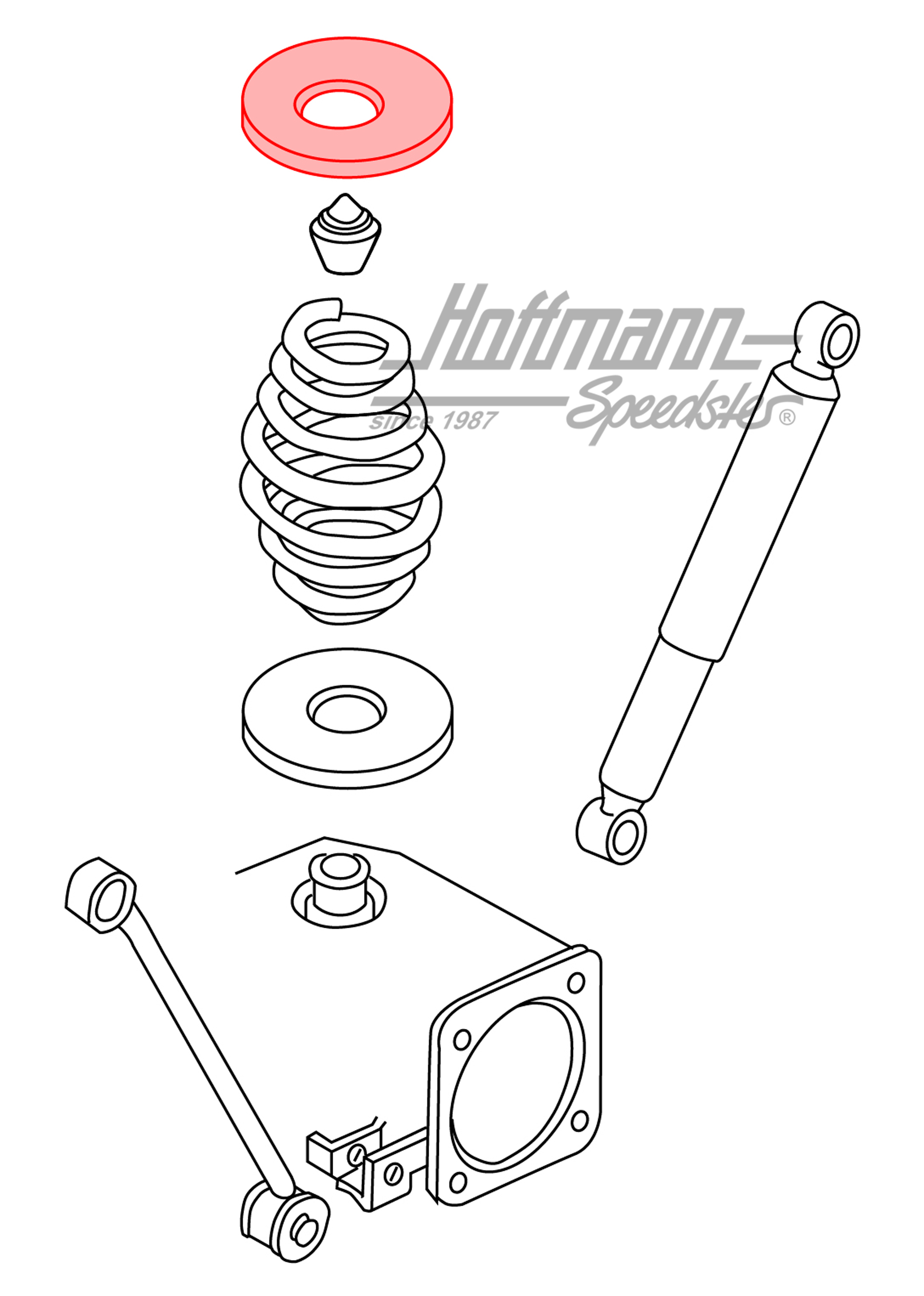 Unterlage, Feder, hinten, oben, Bus T3