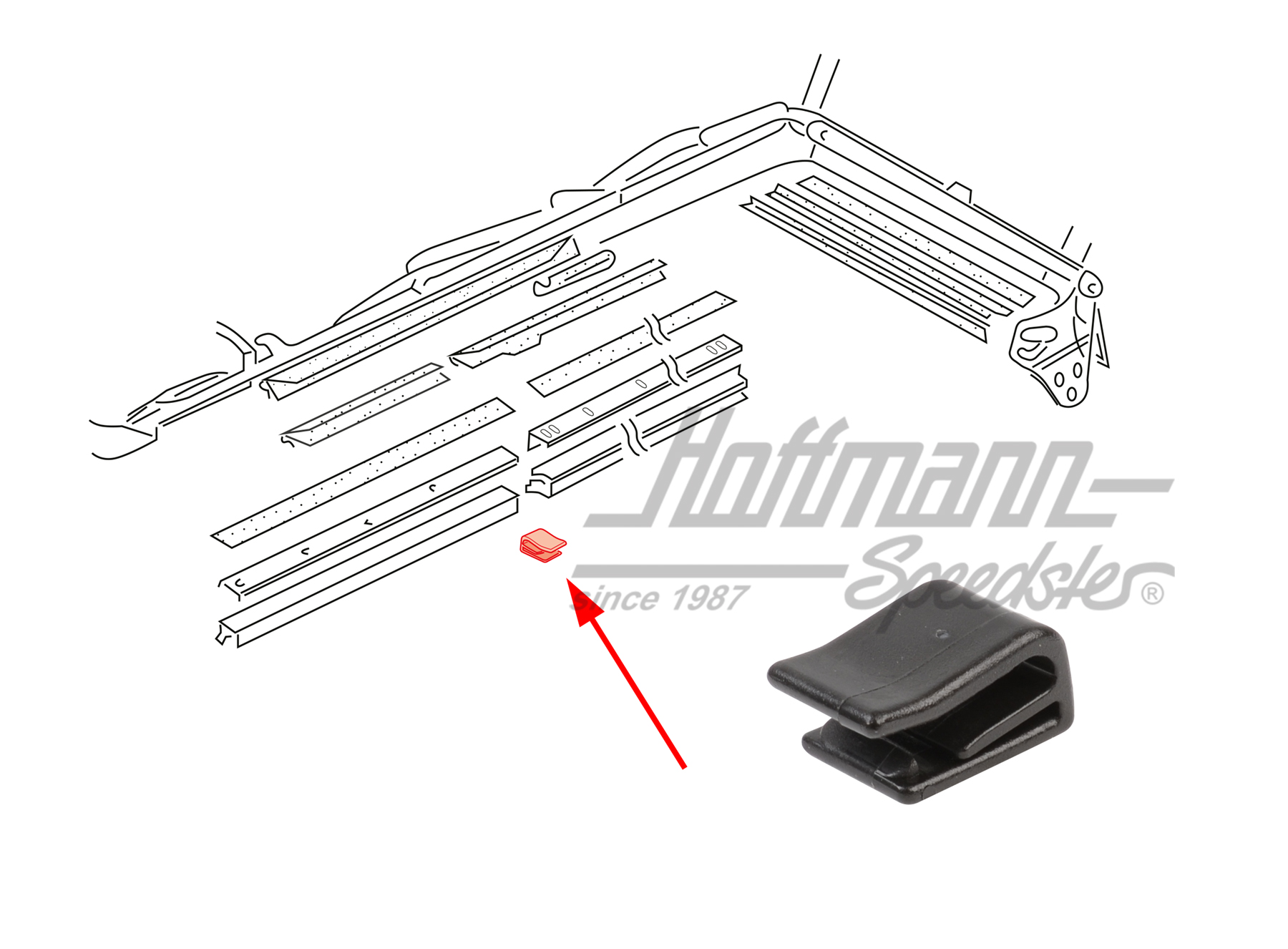 Klammer, Verdeckdichtung, Golf 1 Cabrio
