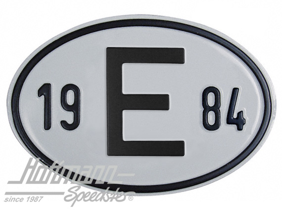 Nationalitätsschild "E", "1984", Alu