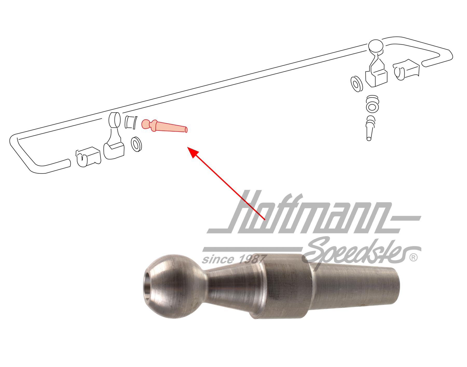 Kugelbolzen, Stabilisator, hinten, 69-73 Kugelbolzen, Stabilisator, hinten, 69-73