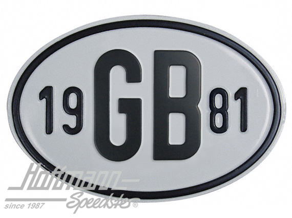 Nationalitätsschild "GB", "1981", Alu