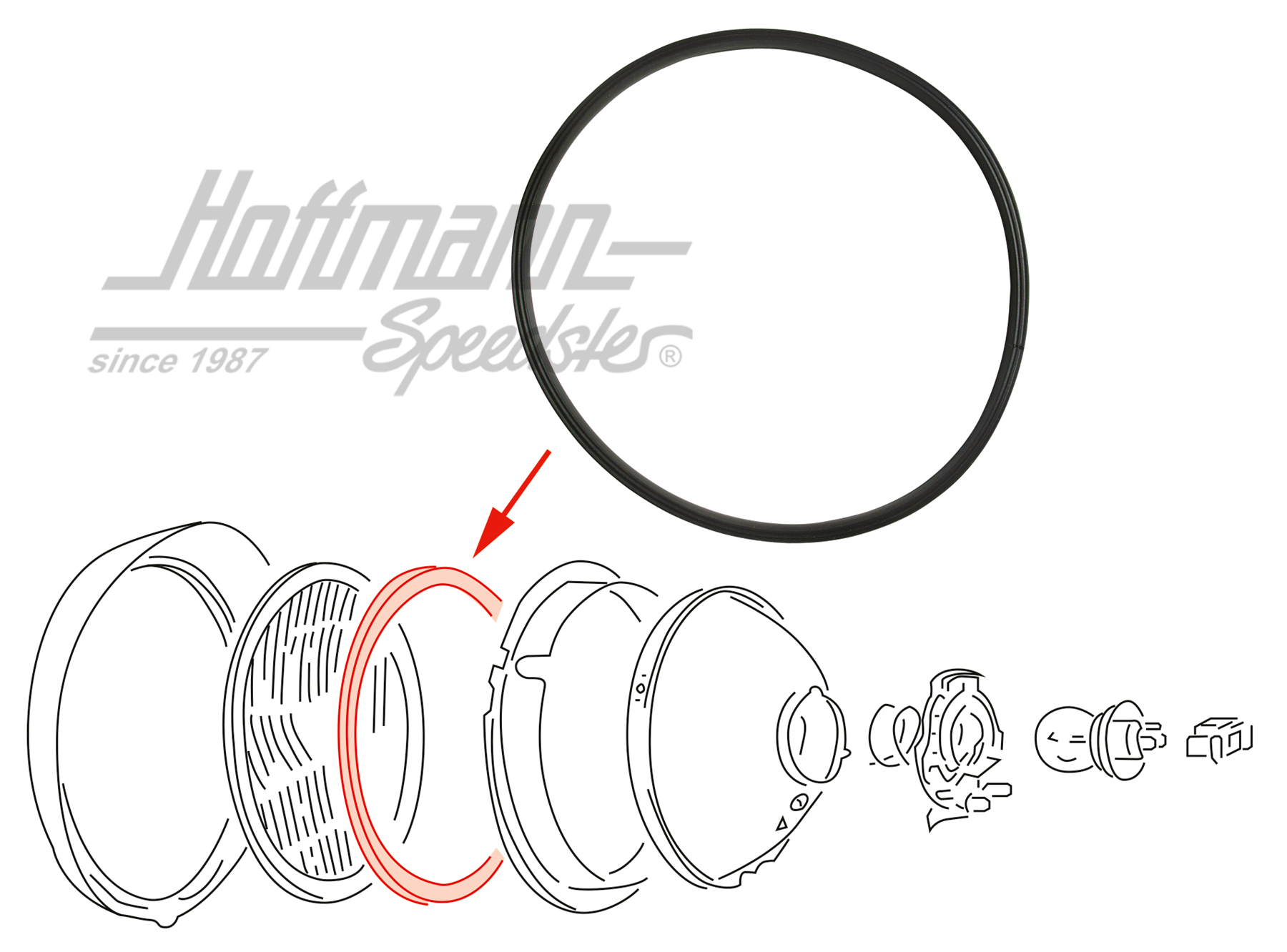 Dichtung, Scheinwerferglas/Reflektor,67- Dichtung, Scheinwerferglas/Reflektor,67-