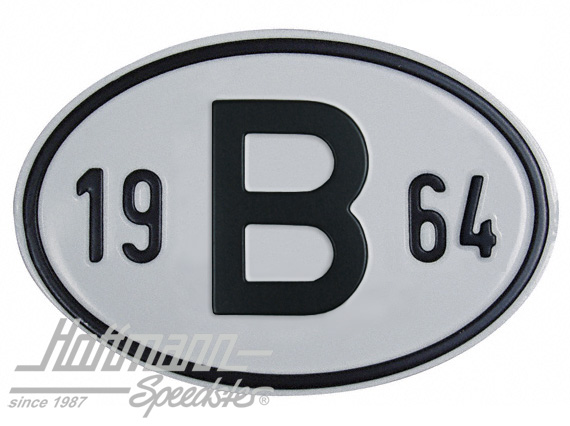 Nationalitätsschild "B", "1964", Alu Nationalitätsschild "B", "1964", Alu