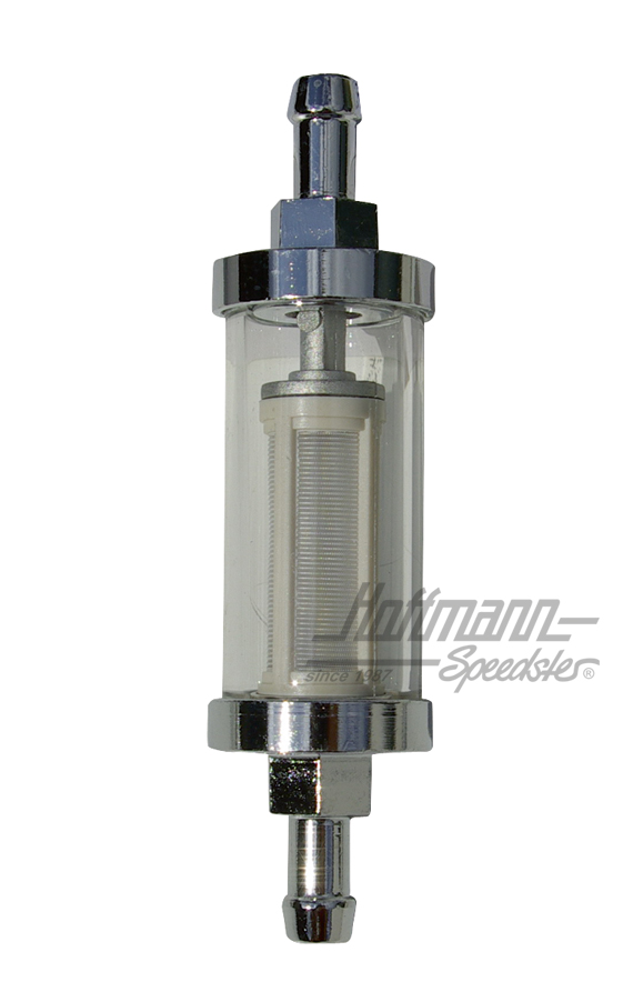 Benzinfilter, Chrom/Glas, 8 mm Benzinfilter, Chrom/Glas, 8 mm