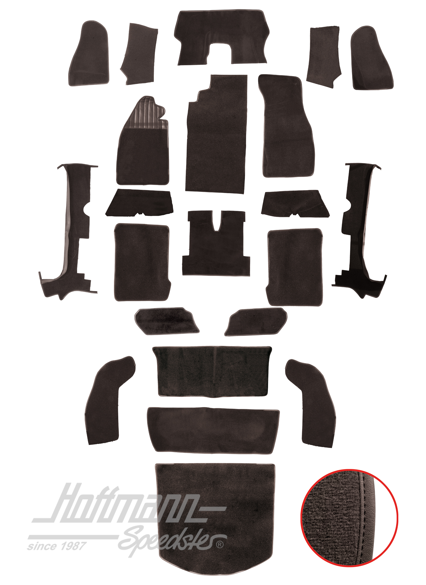 Teppichsatz für Cabrio, 1303, anthrazit Teppichsatz für Cabrio, 1303, anthrazit