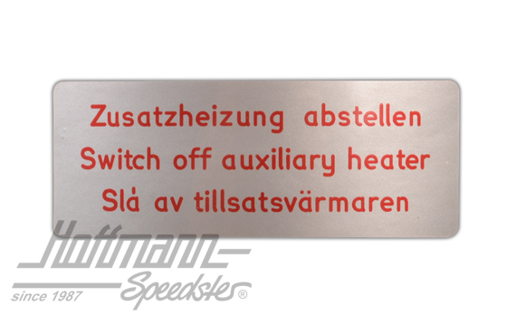 Aufkleber "Zusatzheizung abstellen"