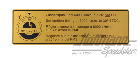 Aufkleber "Zündzeitpunkt", 911, 2.0-2.2E