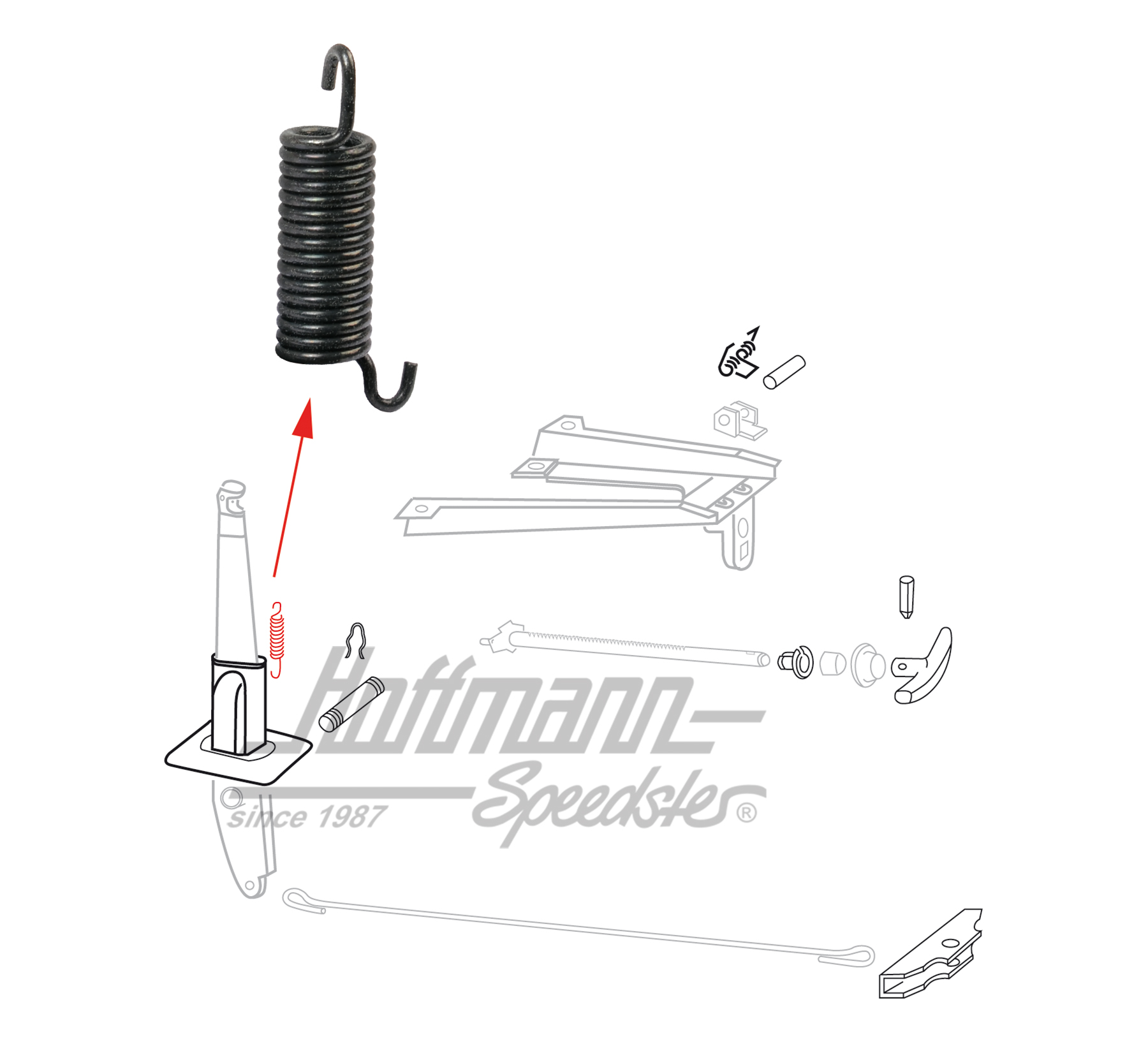Feder, Zugstange, Handbremse, Bus T2 Feder, Zugstange, Handbremse, Bus T2