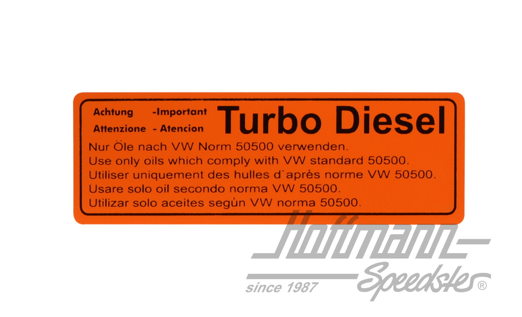 Aufkleber "Achtung Turbo Diesel", orange
