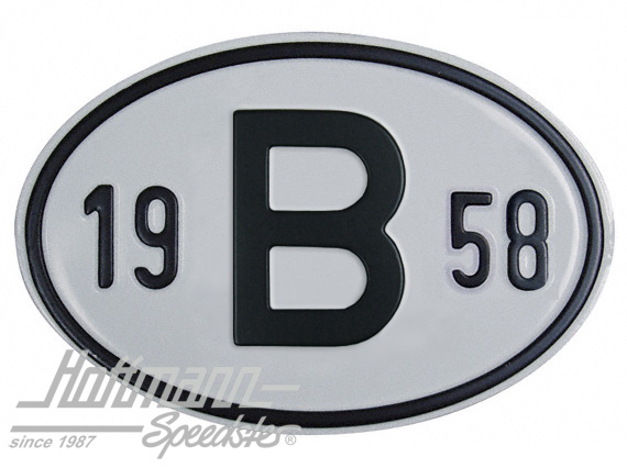 Nationalitätsschild "B", "1958", Alu Nationalitätsschild "B", "1958", Alu