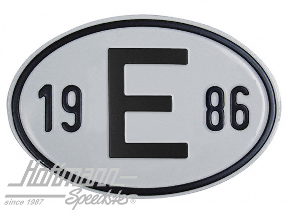 Nationalitätsschild "E", "1986", Alu