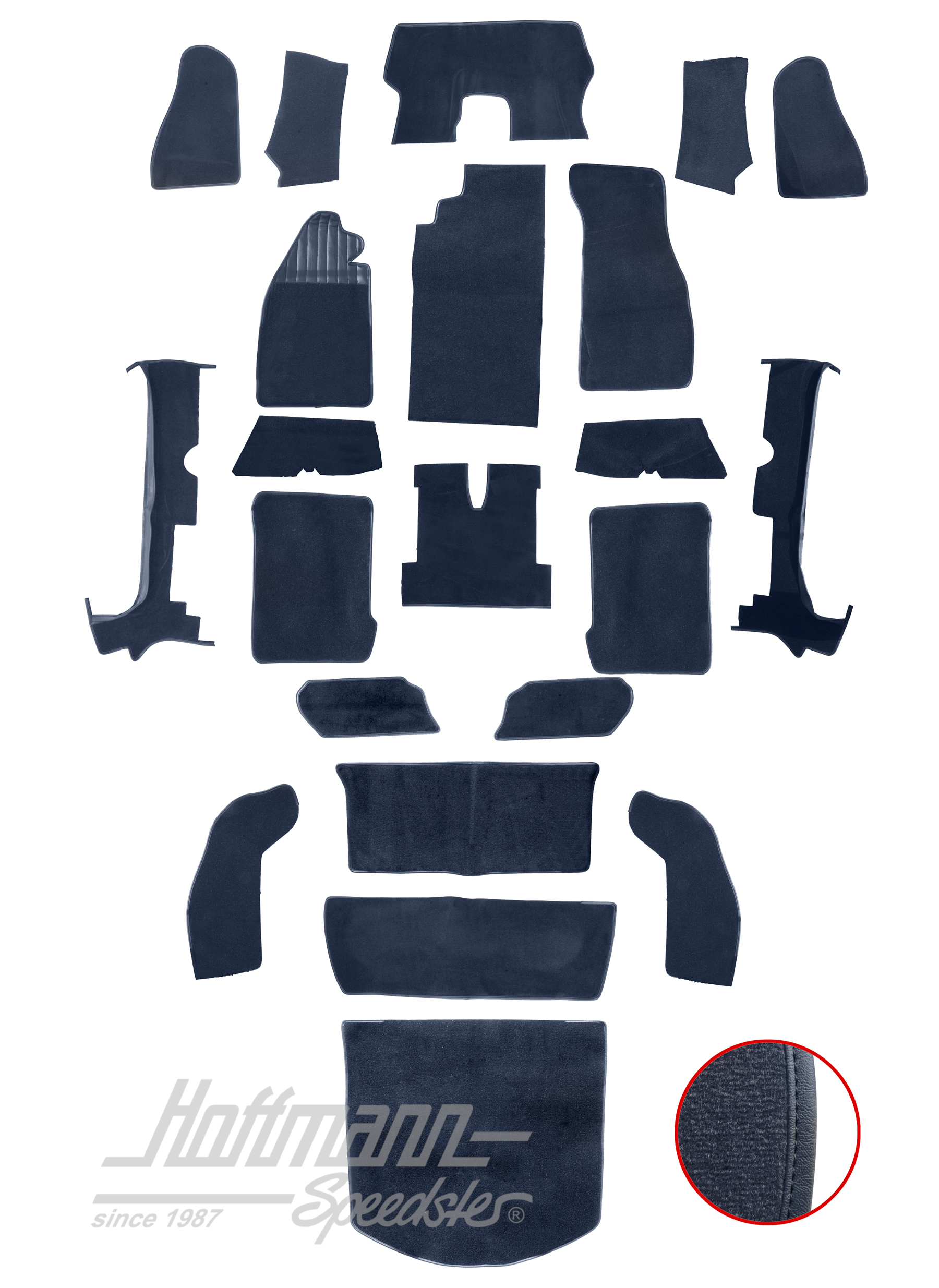 Teppichsatz für Cabrio, 1303, blau Teppichsatz für Cabrio, 1303, blau