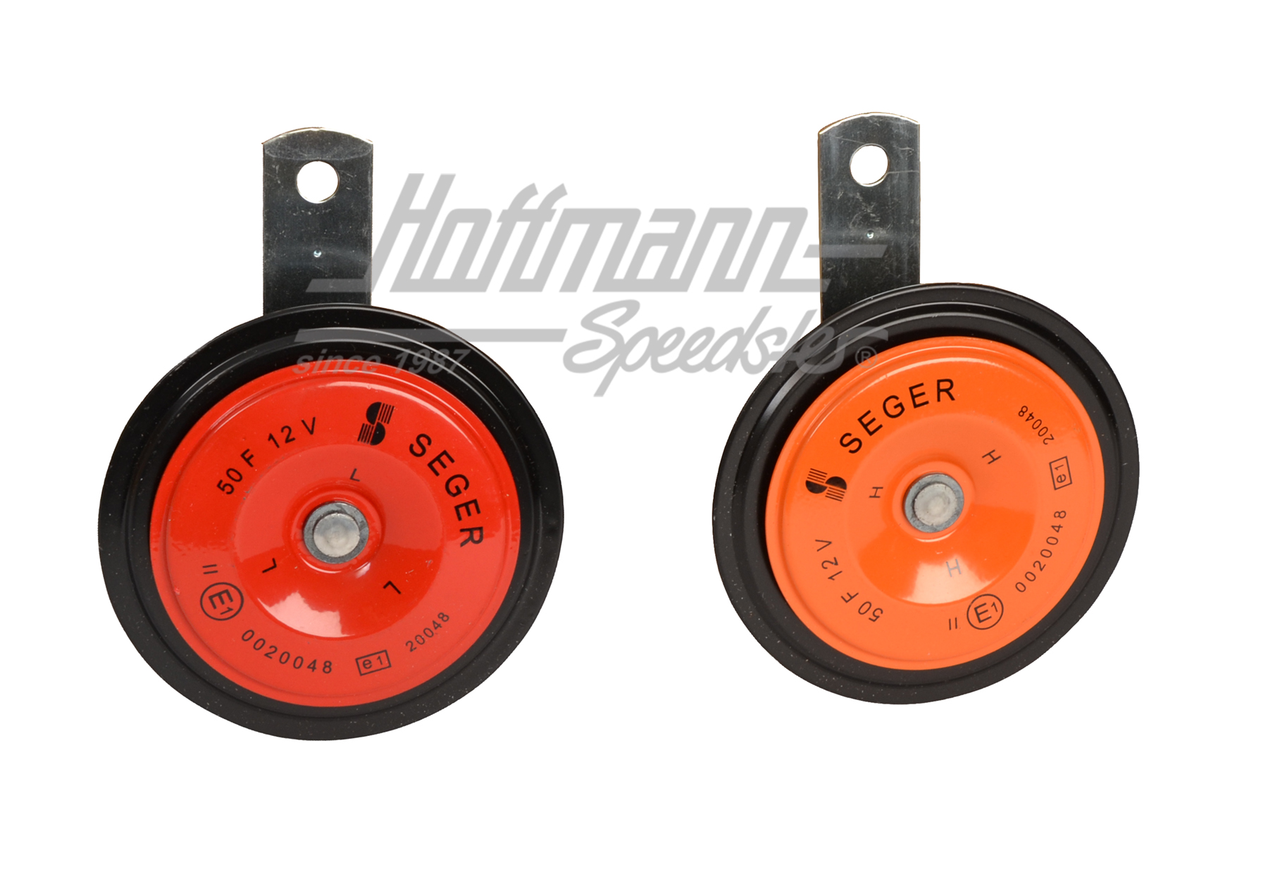 Hupe, Paar, 90mm, rot/orange, 12V Hupe, Paar, 90mm, rot/orange, 12V