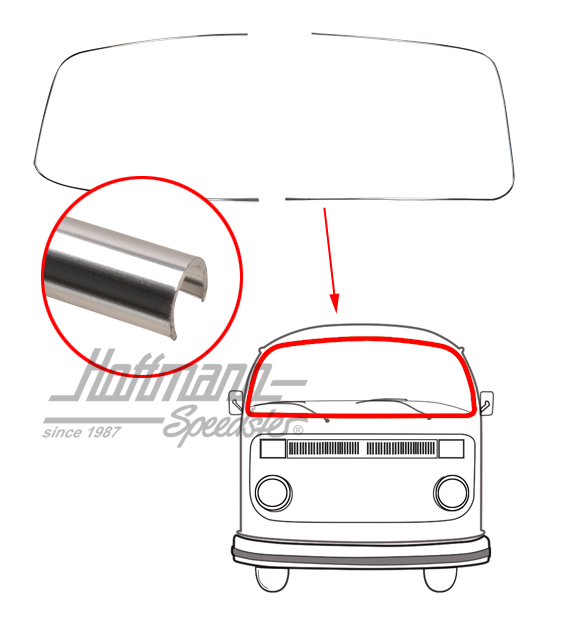 Zierrahmen Alu, Frontscheibe, T2, 67-79 Zierrahmen Alu, Frontscheibe, T2, 67-79