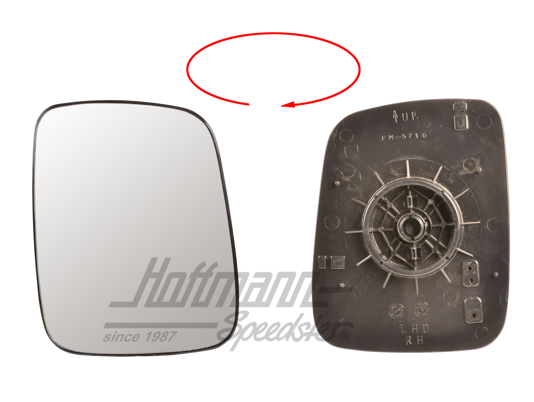 Spiegelglas, konvex, rechts Spiegelglas, konvex, rechts