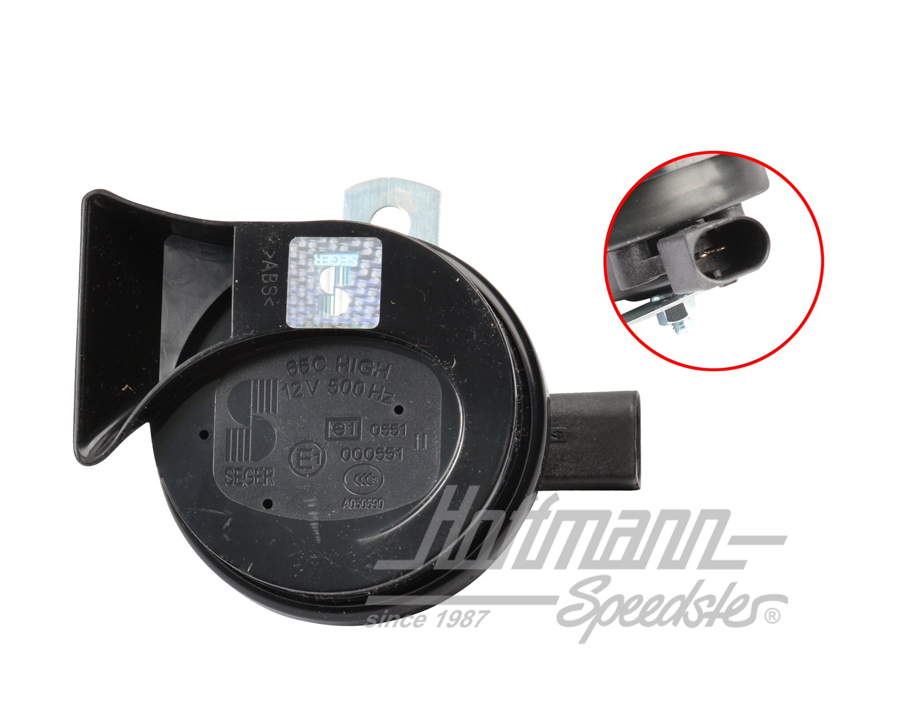 Elektro-Fanfare, schwarz, Hochton 500Hz Elektro-Fanfare, schwarz, Hochton 500Hz