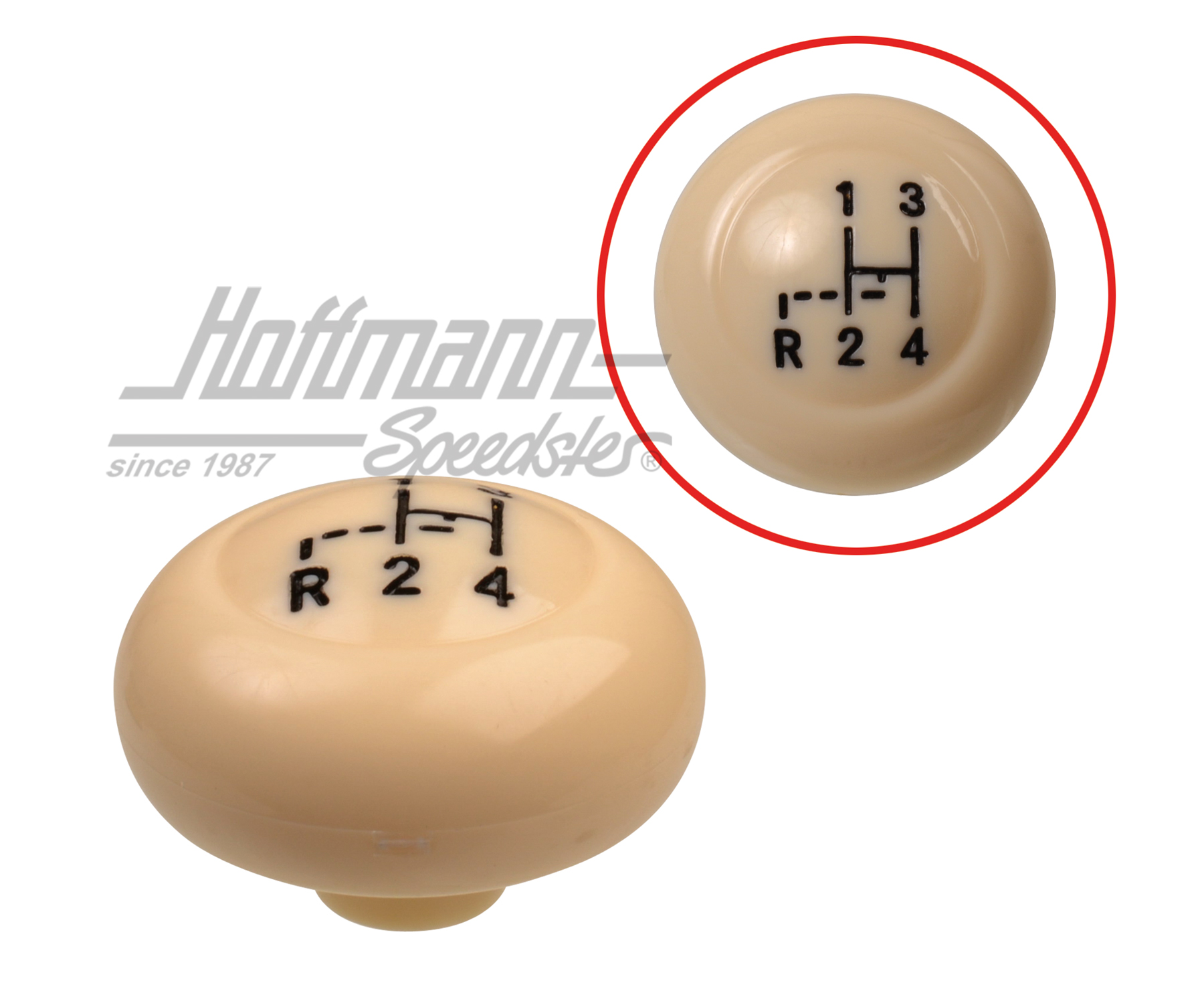 Schaltknauf, 7mm, Schaltschema,elfenbein