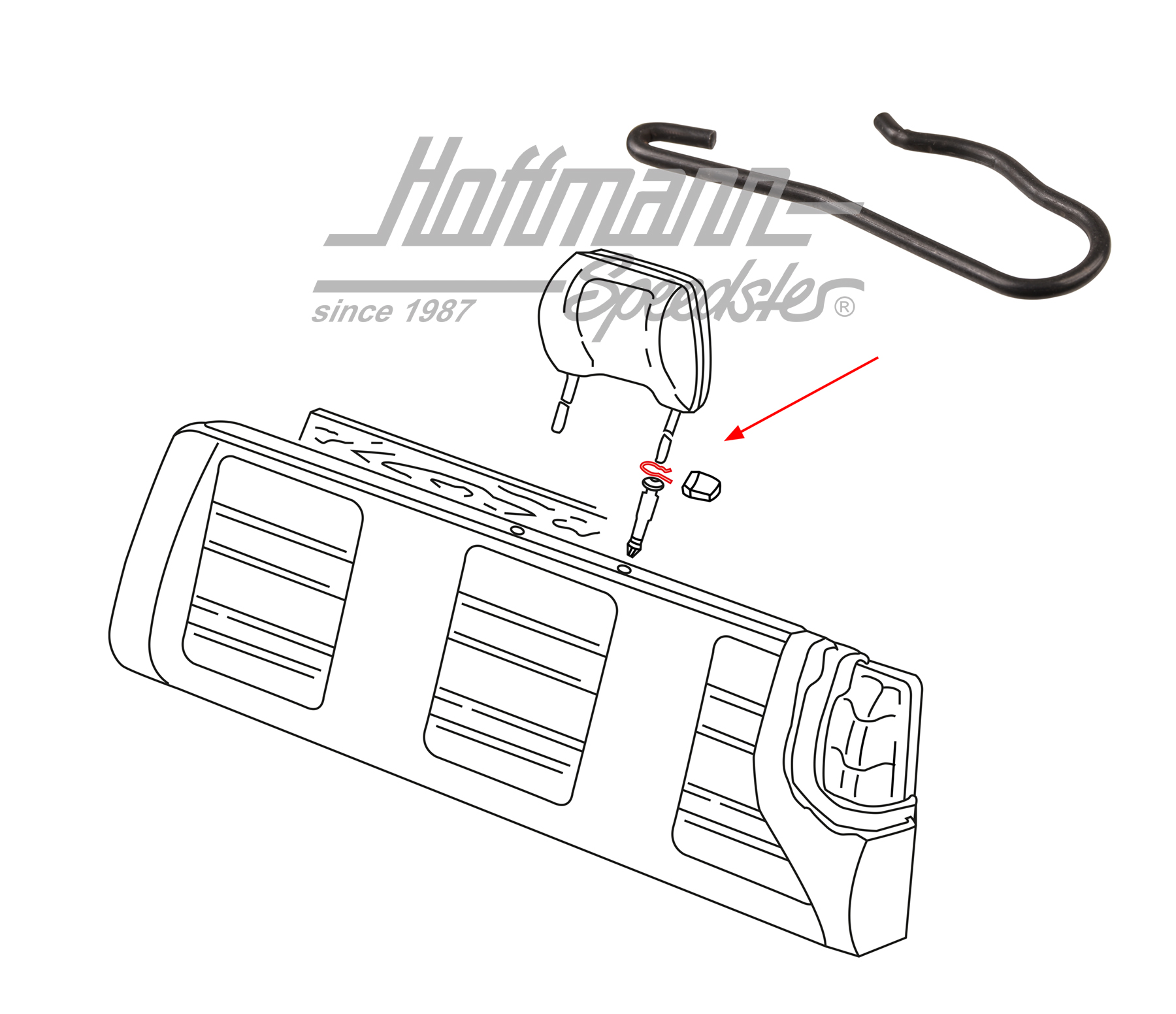 Klammer, Kopfstützenbefestigung, T3/T4 Klammer, Kopfstützenbefestigung, T3/T4