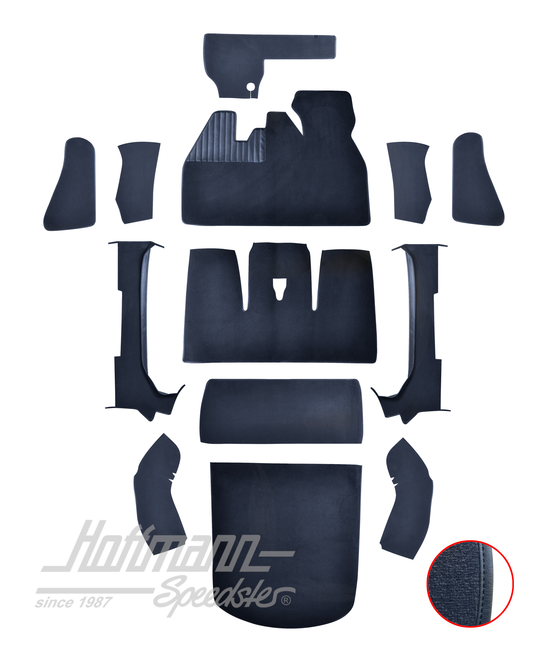 Teppichsatz für Cabrio, 1302, blau Teppichsatz für Cabrio, 1302, blau