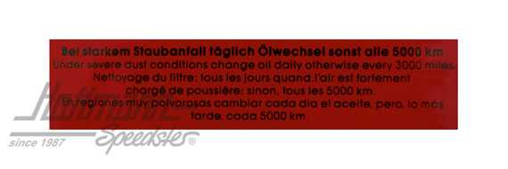 Aufkleber "Ölwechsel", Luftfilter, 8.67-
