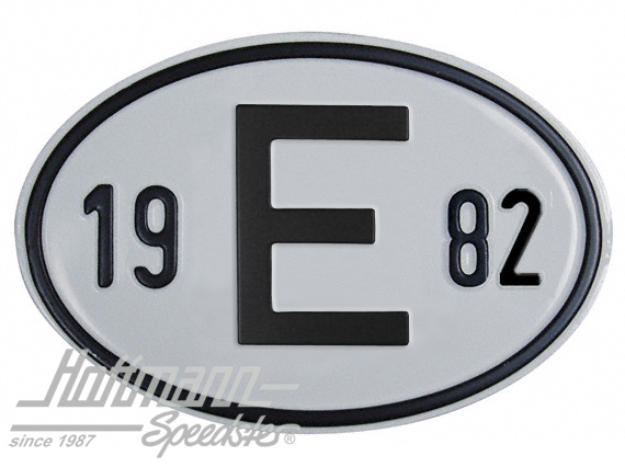 Nationalitätsschild "E", "1982", Alu
