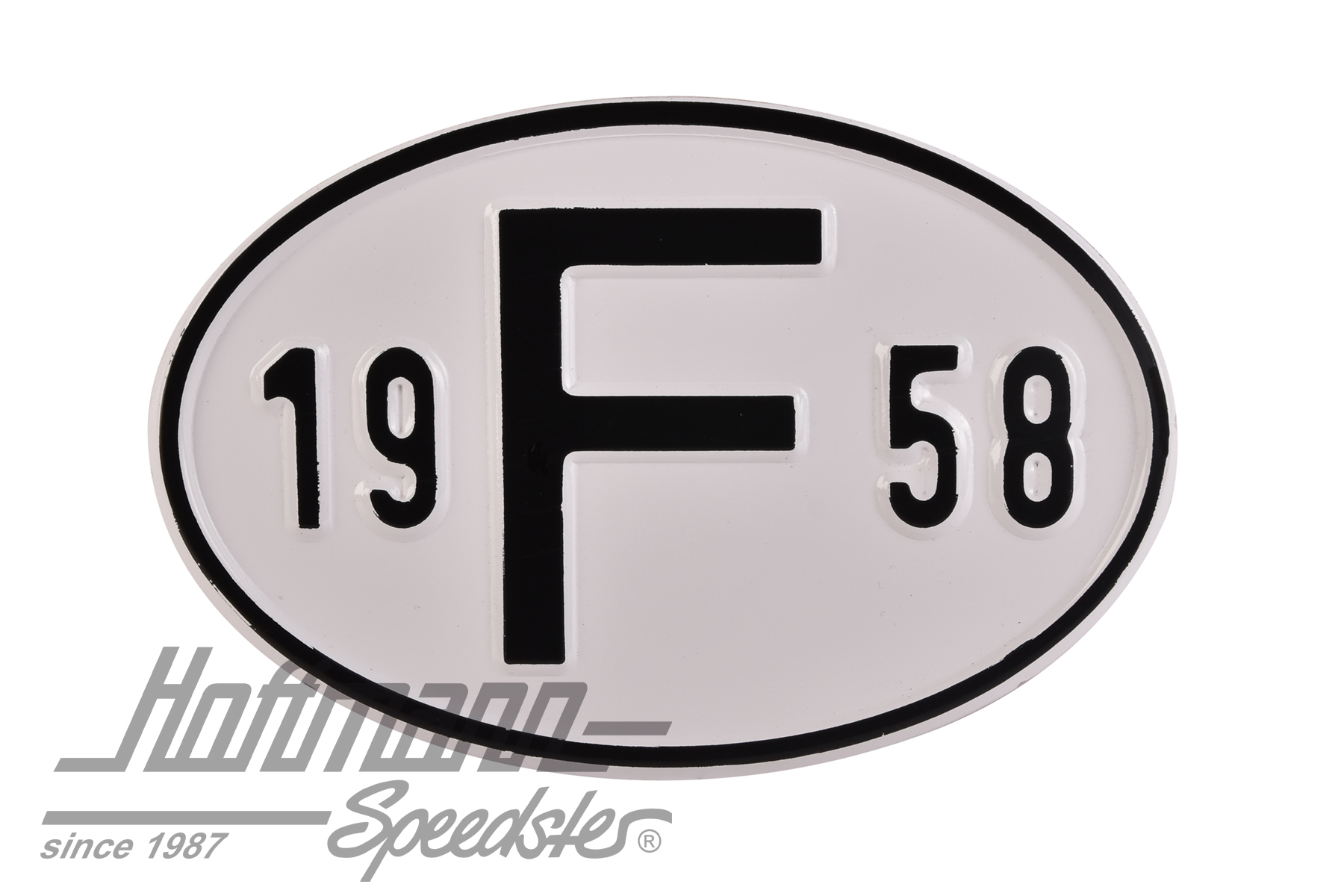 Nationalitätsschild "F", "1958", Alu
