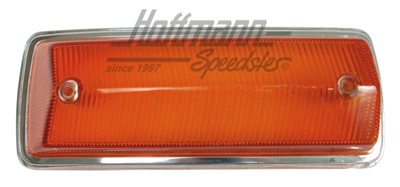 Blinkerglas, orange / Chromrand, Bus T2, vorne rechts