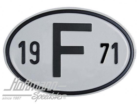 Nationalitätsschild "F", "1971", Alu