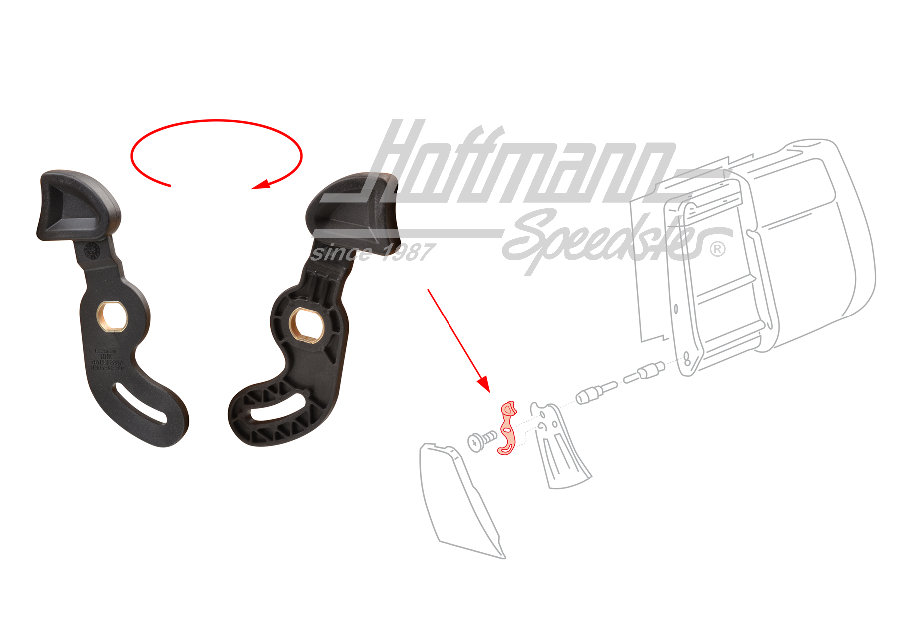 Sperrhebel, Doppelbank, Rückenlehne, re. Sperrhebel, Doppelbank, Rückenlehne, re.