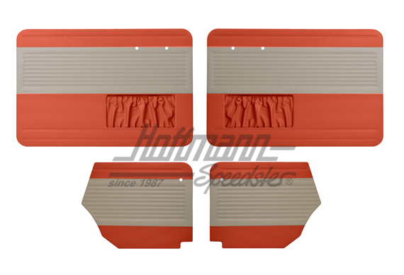 Tür- und Seitenverkleidungen, Cabrio, 64-66, altweiß/altrot Tür- und Seitenverkleidungen, Cabrio, 64-66, altweiß/altrot