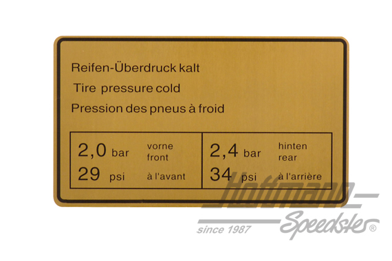 Aufkleber "Reifendruck", 911, 73-83