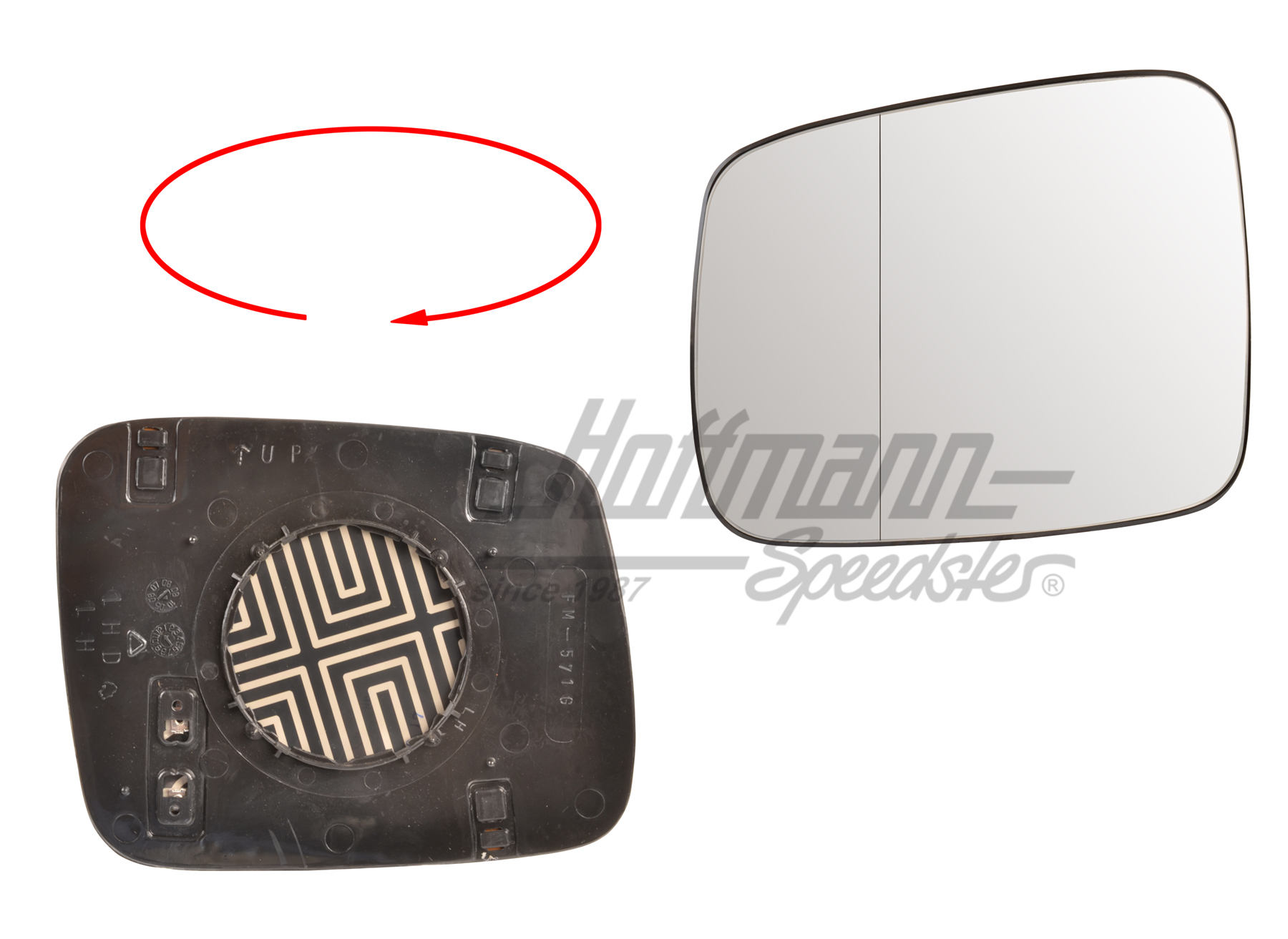 Spiegelglas, elektrisch, asphärisch,li. Spiegelglas, elektrisch, asphärisch,li.