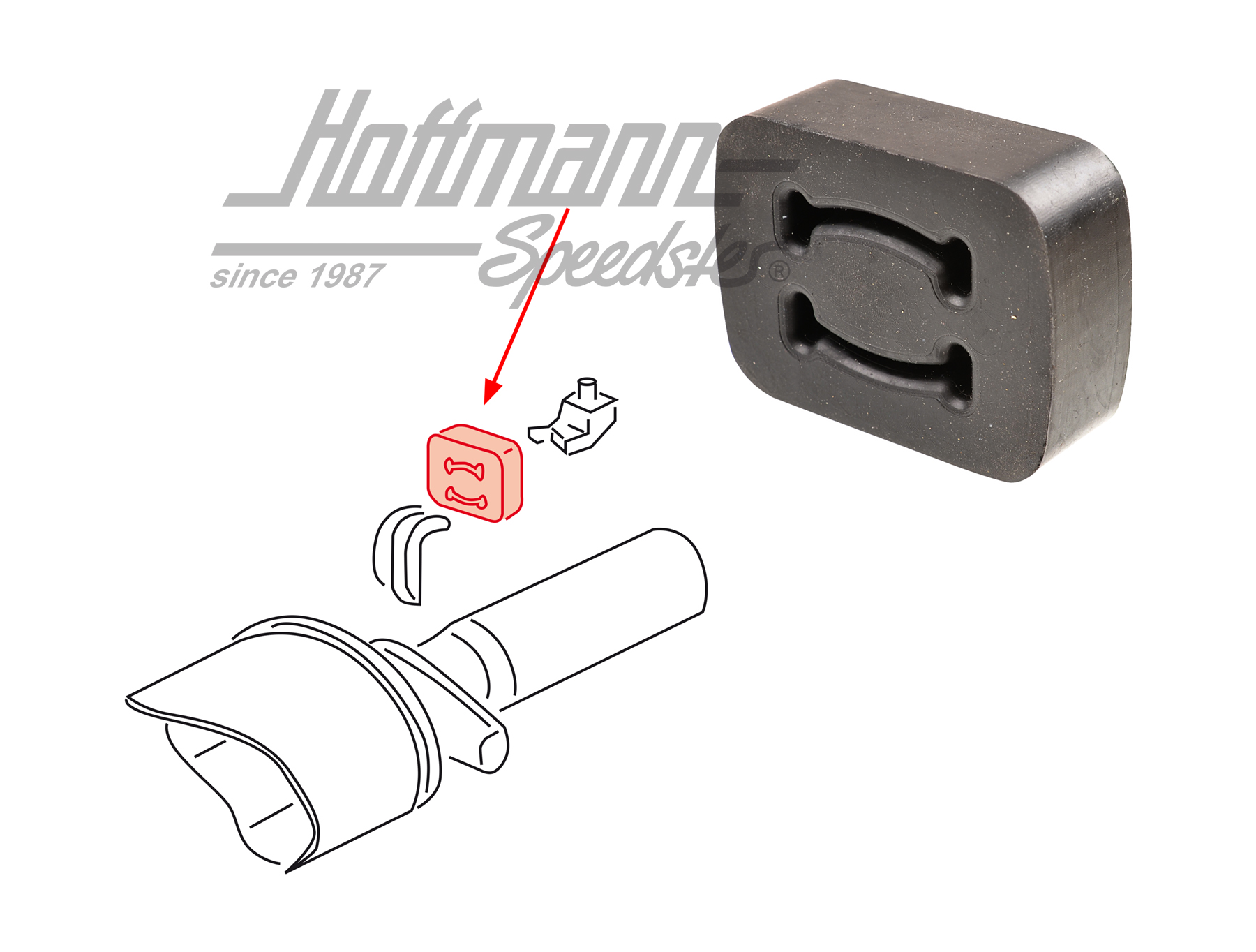 Auspuffgummi, hinten, 924/928/944/968 Auspuffgummi, hinten, 924/928/944/968