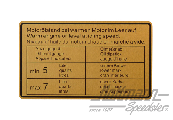 Aufkleber "Ölstand",911/914, 65-72/70-72