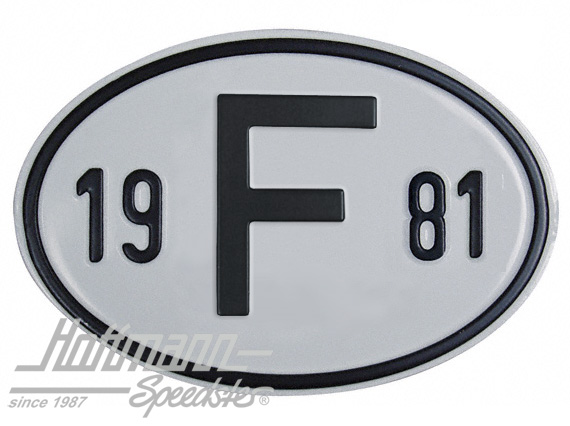 Nationalitätsschild "F", "1981", Alu