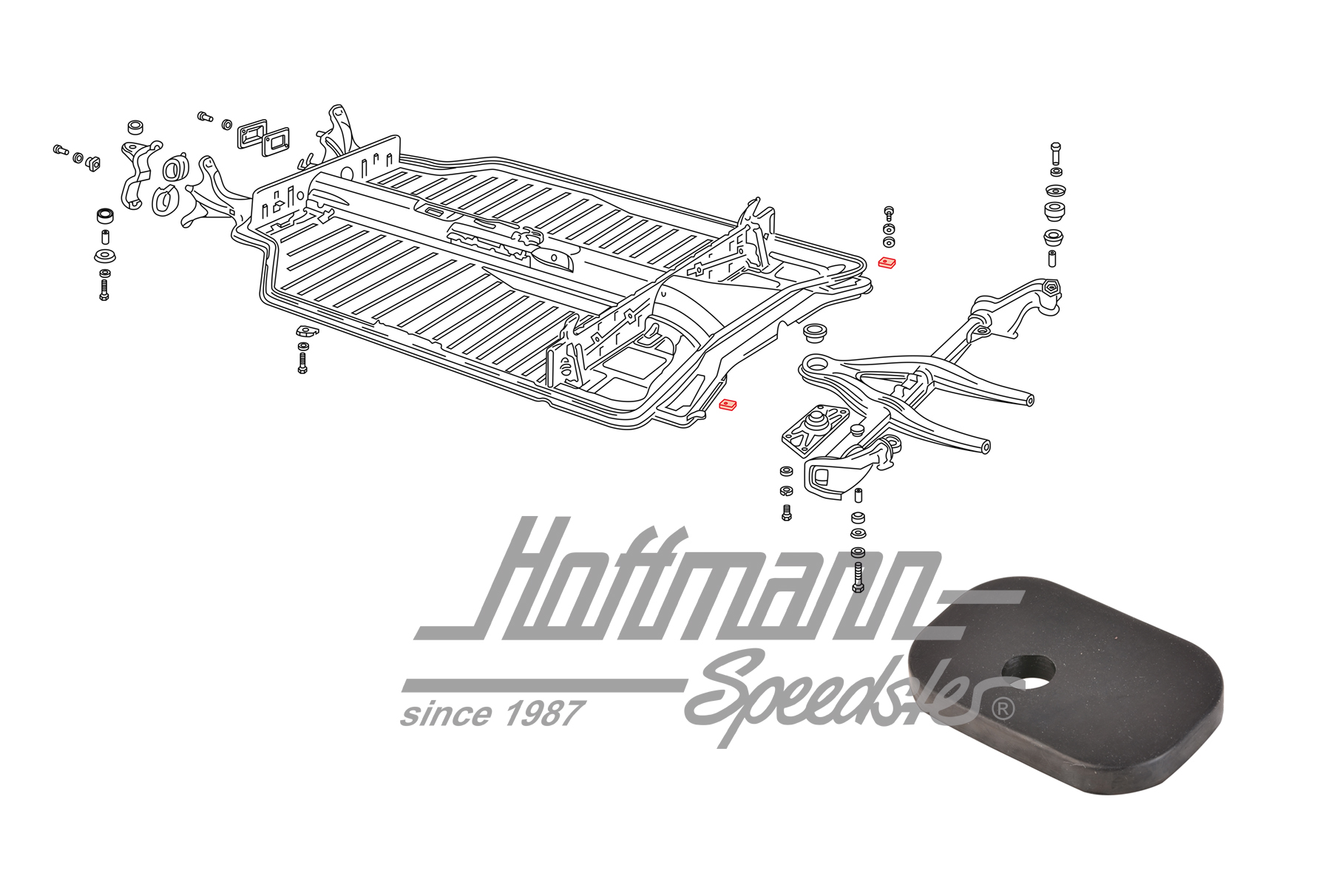 Gummiunterlage, Chassis, hinten, Typ 3