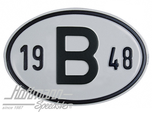 Nationalitätsschild "B", "1948", Alu Nationalitätsschild "B", "1948", Alu