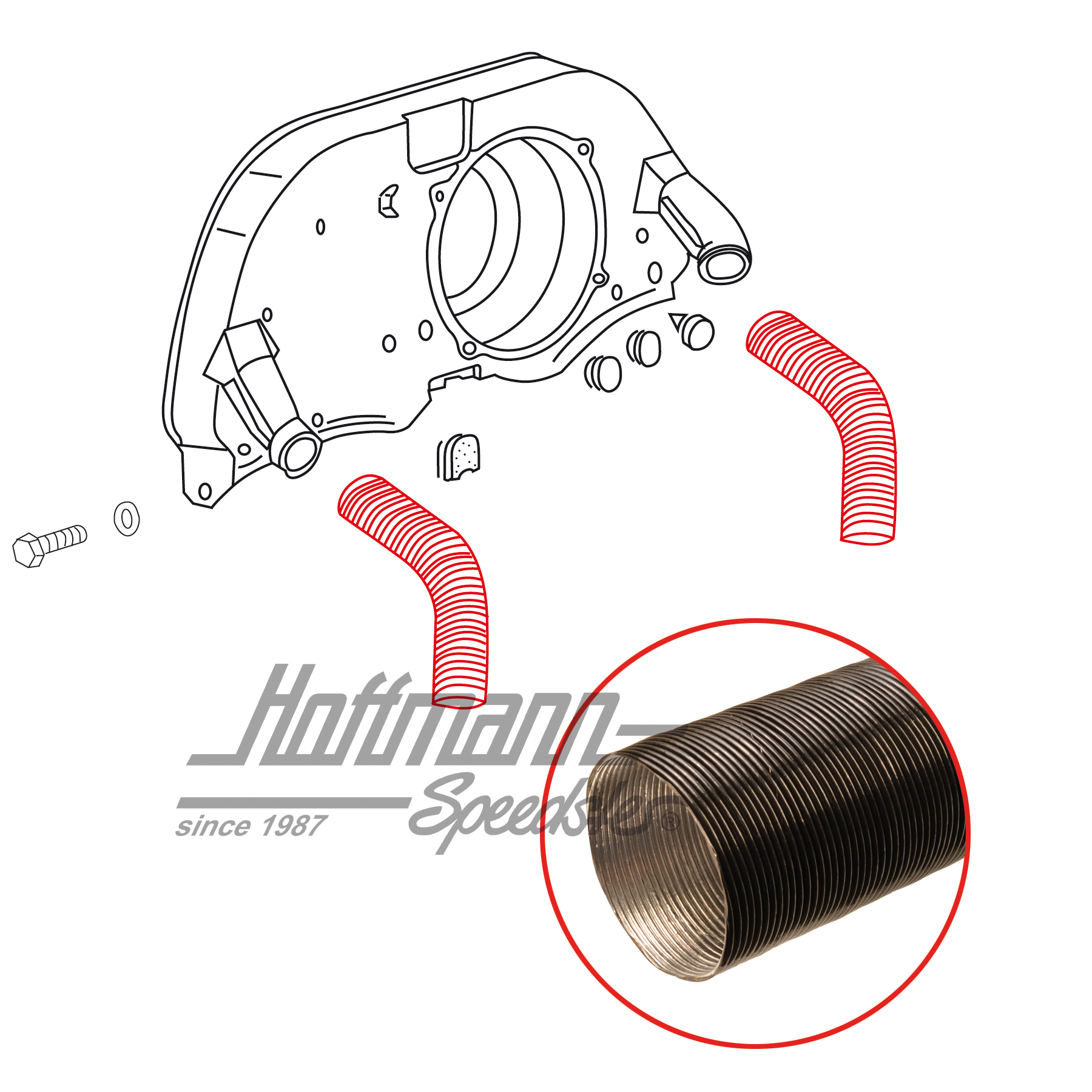 Heizungsschlauch, Aluminium, schwarz Heizungsschlauch, Aluminium, schwarz