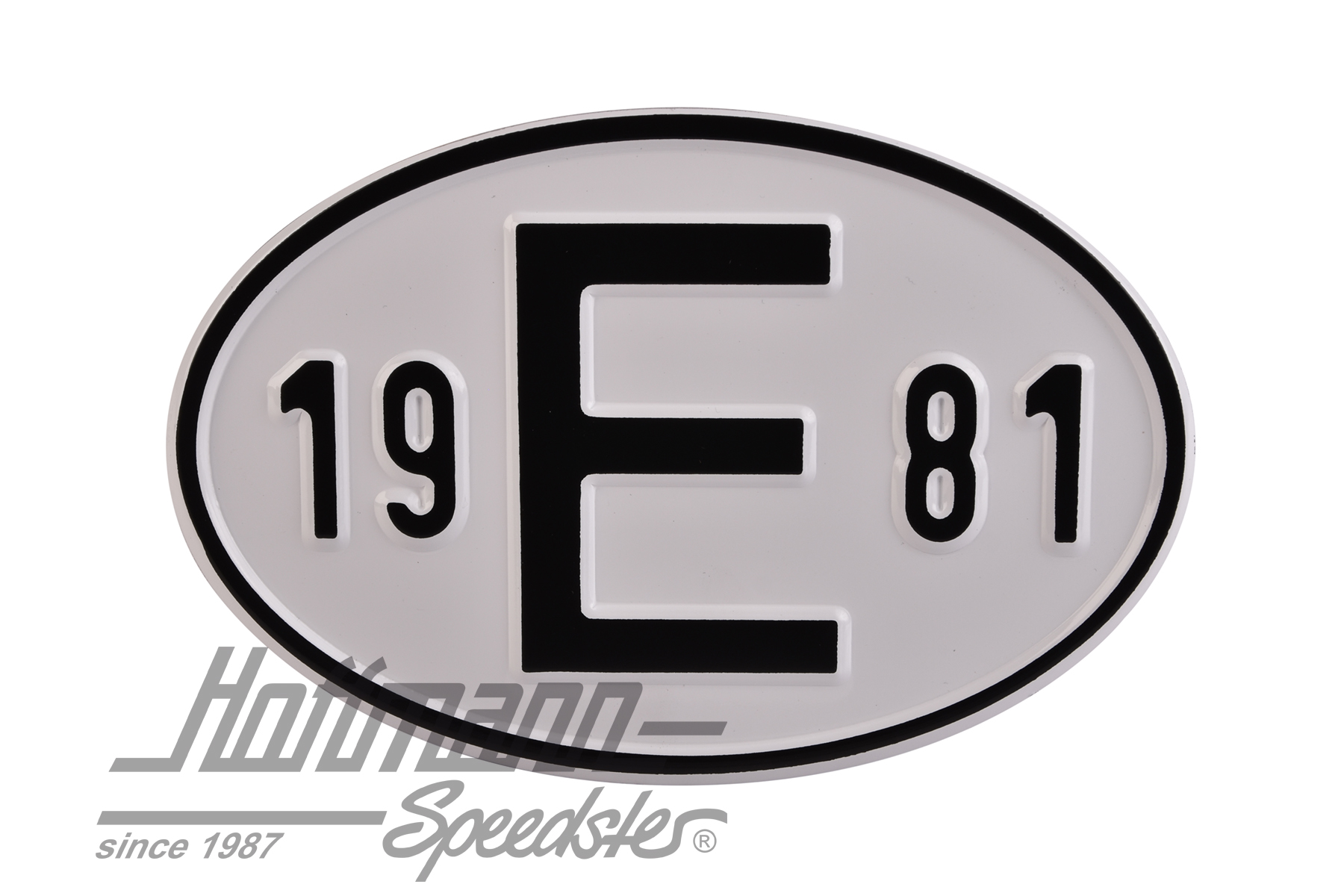 Nationalitätsschild "E", "1981", Alu