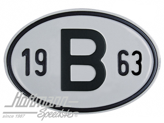 Nationalitätsschild "B", "1963", Alu Nationalitätsschild "B", "1963", Alu