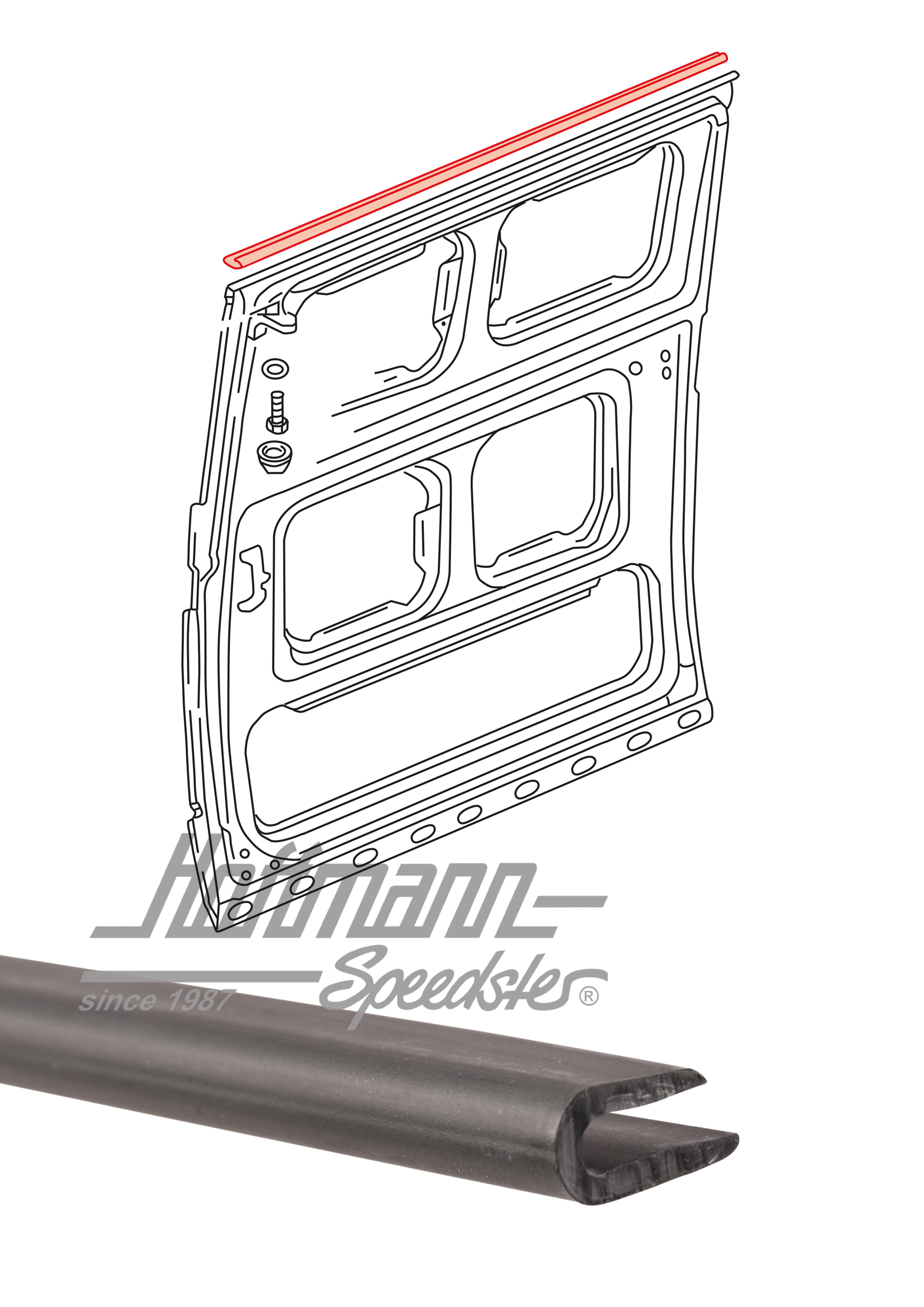Abdeckleiste, Schiebetür oben, Bus T3