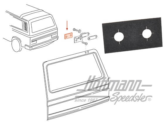 Unterlage, Heckklappenscharnier Unterlage, Heckklappenscharnier