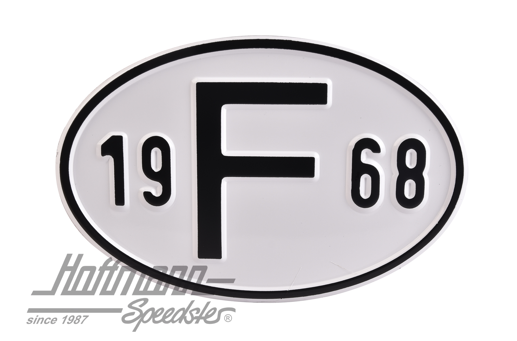 Nationalitätsschild "F", "1968", Alu